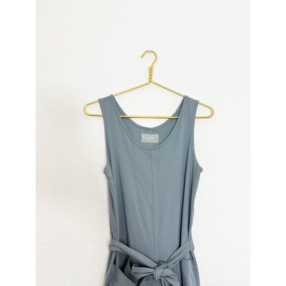Everlane The Luxe Cotton Tank Jumpsuit w/ Pockets Small Blue Lagenlook #T1012 - Picture 4 of 13